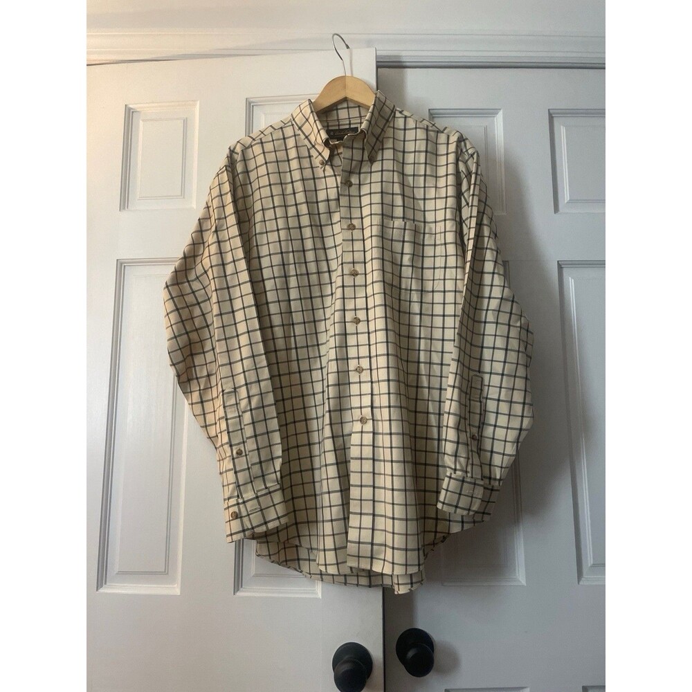 Brooks Brothers Mens Shirt Large L Non Iron Cotton Button Down Tattersall Plaid